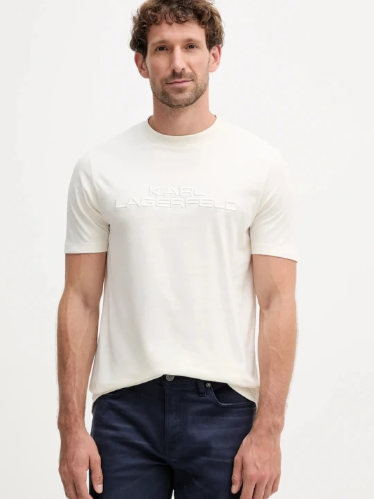 Zdjęcie produktu Karl Lagerfeld t-shirt bawełniany beżowy