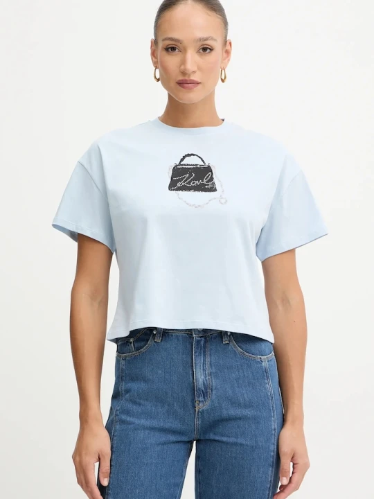 Zdjęcie produktu Karl Lagerfeld t-shirt bawełniany niebieski