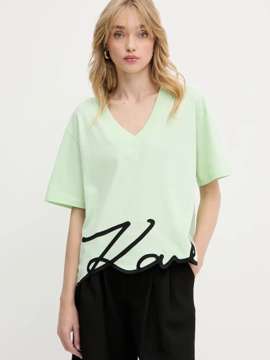 Zdjęcie produktu Karl Lagerfeld t-shirt bawełniany zielony