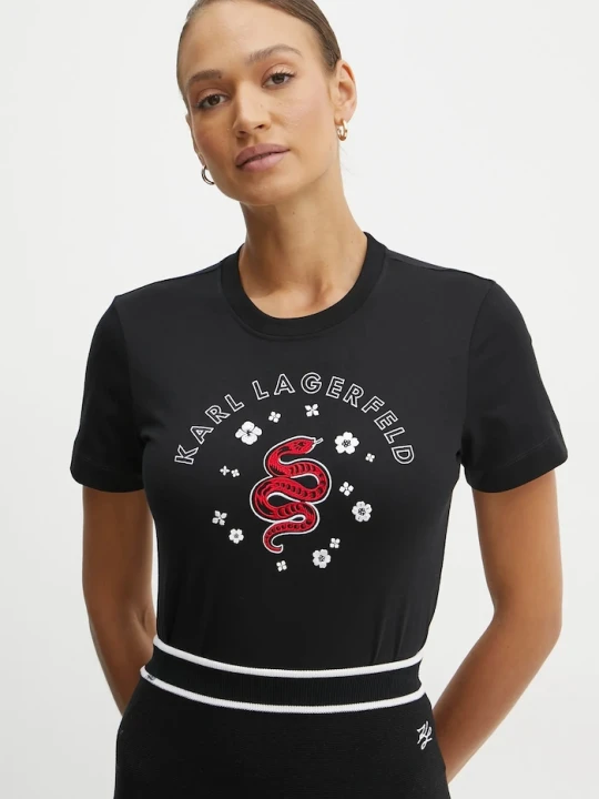 Zdjęcie produktu Karl Lagerfeld t-shirt bawełniany czarny