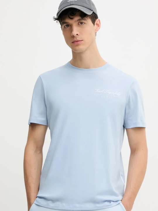 Zdjęcie produktu Karl Lagerfeld t-shirt bawełniany niebieski