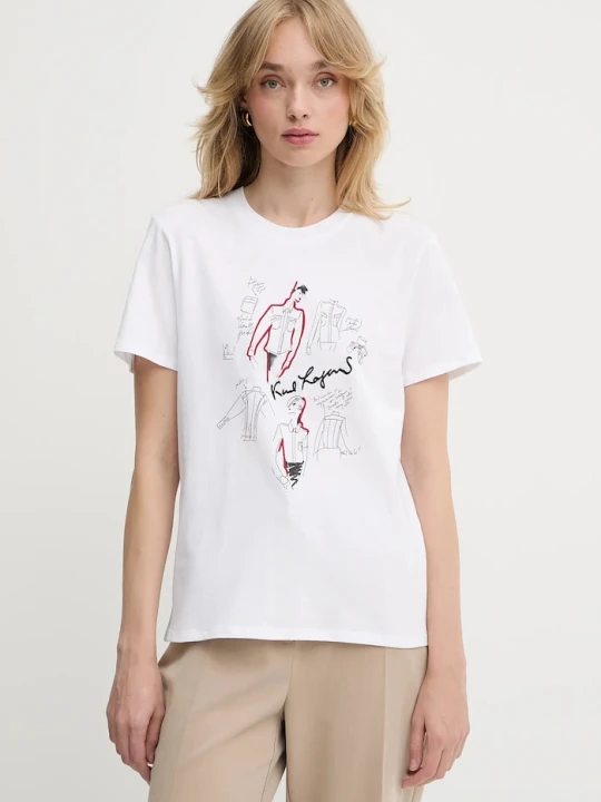 Zdjęcie produktu Karl Lagerfeld t-shirt bawełniany biały