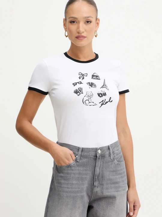 Zdjęcie produktu Karl Lagerfeld t-shirt bawełniany biały