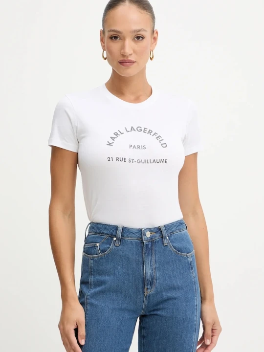 Zdjęcie produktu Karl Lagerfeld t-shirt bawełniany biały