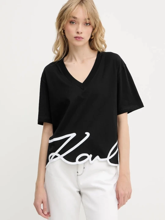 Zdjęcie produktu Karl Lagerfeld t-shirt bawełniany czarny