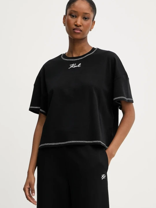 Zdjęcie produktu Karl Lagerfeld t-shirt bawełniany czarny