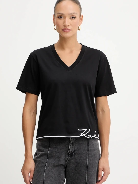 Zdjęcie produktu Karl Lagerfeld t-shirt bawełniany czarny