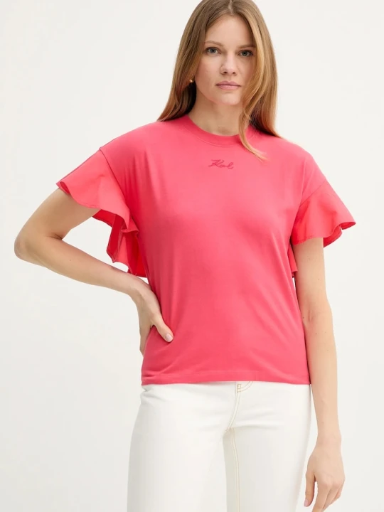 Zdjęcie produktu Karl Lagerfeld t-shirt bawełniany różowy