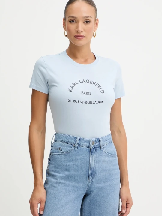 Zdjęcie produktu Karl Lagerfeld t-shirt bawełniany niebieski