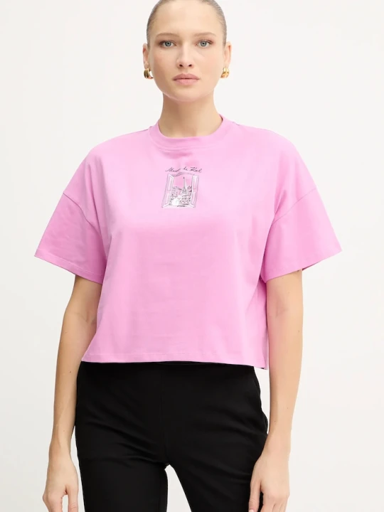 Zdjęcie produktu Karl Lagerfeld t-shirt bawełniany różowy