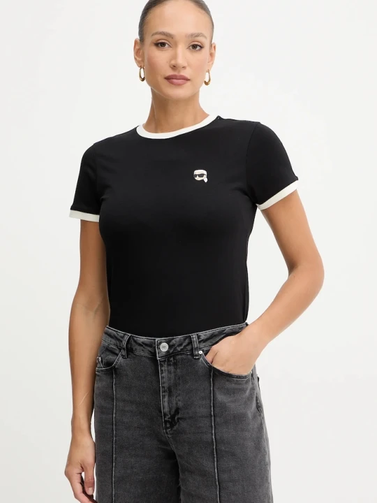 Zdjęcie produktu Karl Lagerfeld T-shirt damski bawełniany IKON czarny