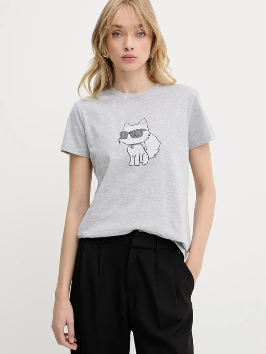 Zdjęcie produktu Karl Lagerfeld t-shirt bawełniany IKON szary