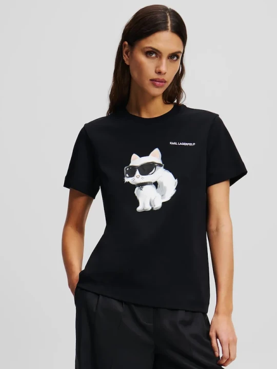 Zdjęcie produktu Karl Lagerfeld t-shirt bawełniany IKON AQUARELLE czarny