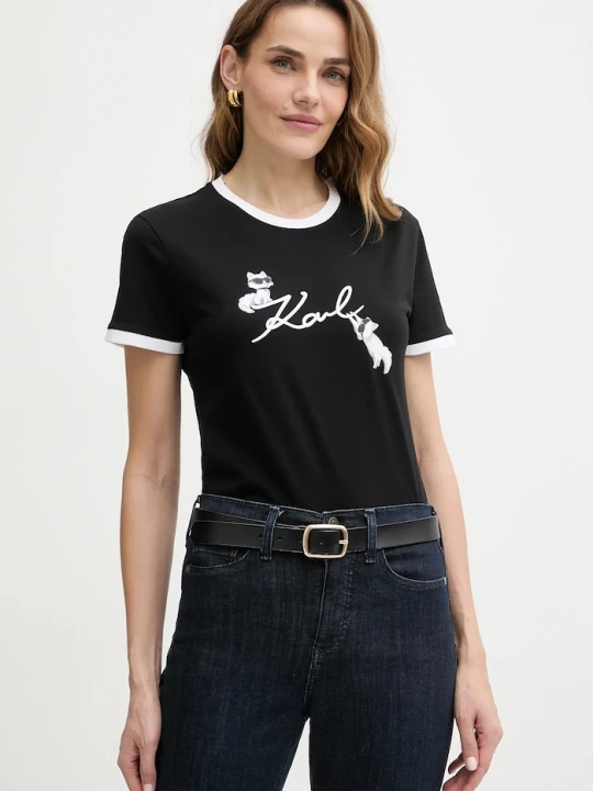 Zdjęcie produktu Karl Lagerfeld t-shirt bawełniany IKON czarny