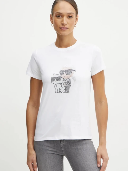 Zdjęcie produktu Karl Lagerfeld t-shirt bawełniany IKON RS biały