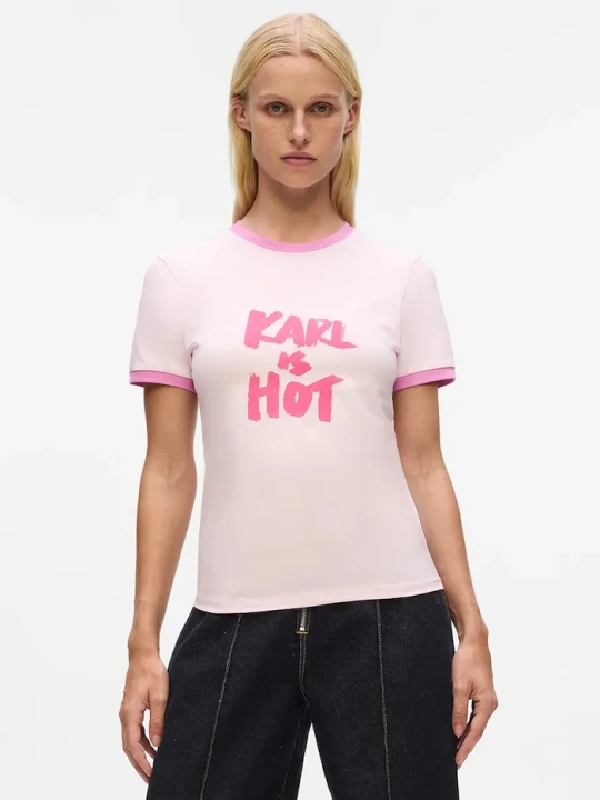Zdjęcie produktu Karl Lagerfeld t-shirt bawełniany Karl Lagerfeld x Paris Hilton różowy