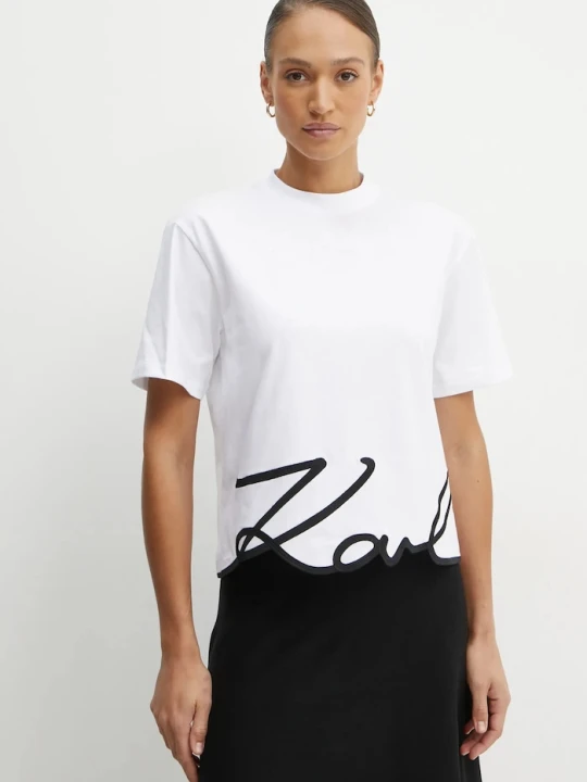 Zdjęcie produktu Karl Lagerfeld t-shirt bawełniany KARL SIGNATURE biały