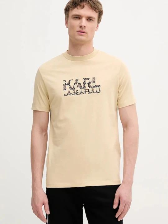 Zdjęcie produktu Karl Lagerfeld t-shirt bawełniany beżowy