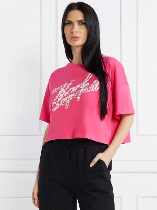 Zdjęcie produktu Karl Lagerfeld T-shirt | Cropped Fit różowy