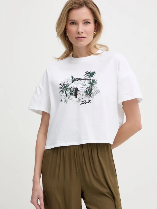 Zdjęcie produktu Karl Lagerfeld t-shirt damski bawełniany biały