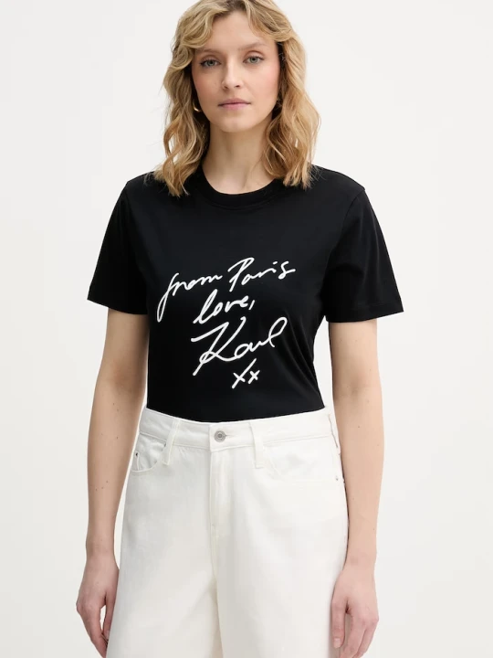 Zdjęcie produktu Karl Lagerfeld t-shirt damski bawełniany czarny