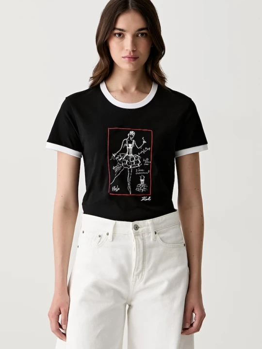 Zdjęcie produktu Karl Lagerfeld T-shirt damski bawełniany czarny