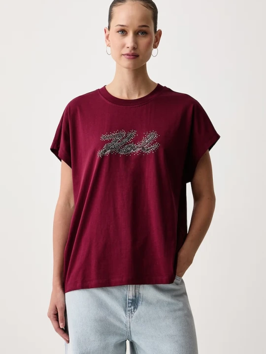 Zdjęcie produktu Karl Lagerfeld T-shirt damski bawełniany czerwony