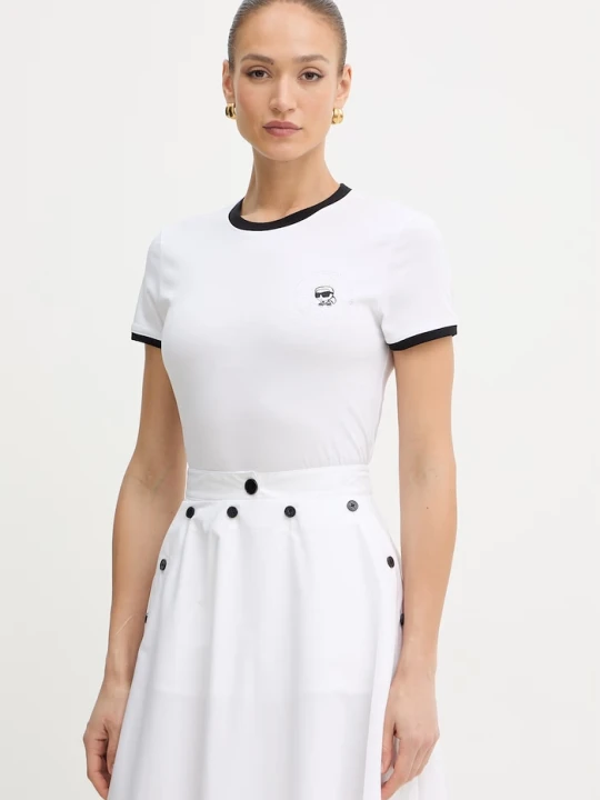 Zdjęcie produktu Karl Lagerfeld t-shirt damski bawełniany IKON biały