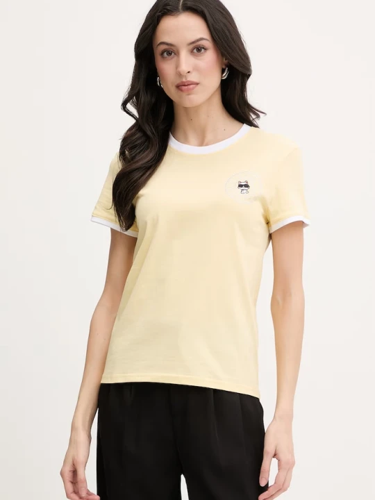 Zdjęcie produktu Karl Lagerfeld t-shirt damski bawełniany IKON żółty
