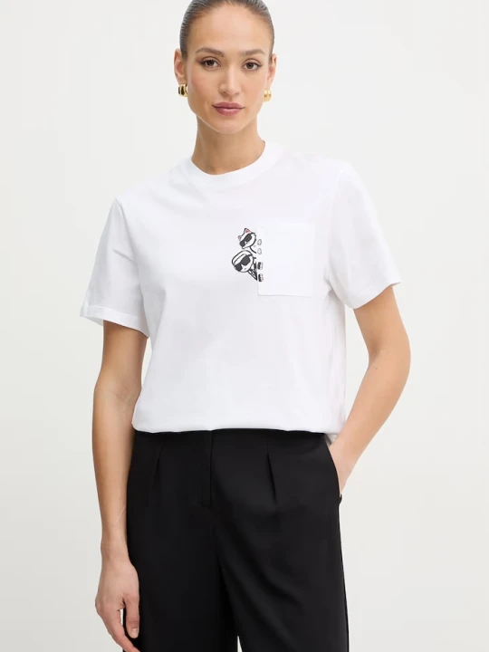 Zdjęcie produktu Karl Lagerfeld t-shirt damski bawełniany IKON biały