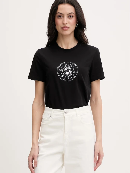 Zdjęcie produktu Karl Lagerfeld t-shirt damski bawełniany IKON czarny