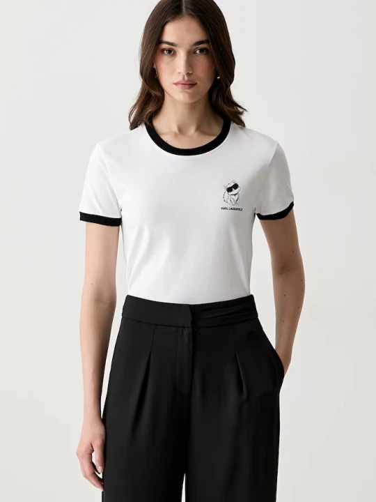 Zdjęcie produktu Karl Lagerfeld T-shirt damski bawełniany IKON biały