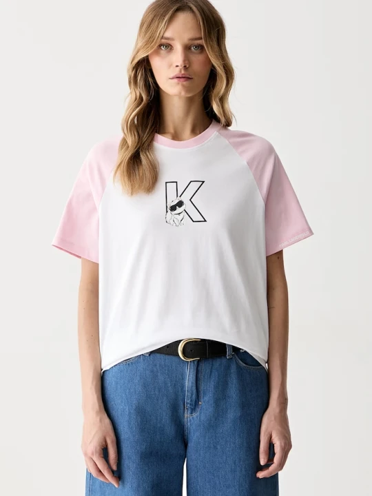 Zdjęcie produktu Karl Lagerfeld T-shirt damski bawełniany IKON różowy
