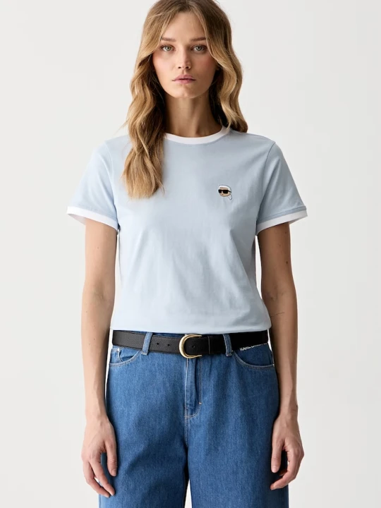 Zdjęcie produktu Karl Lagerfeld T-shirt damski bawełniany IKON niebieski
