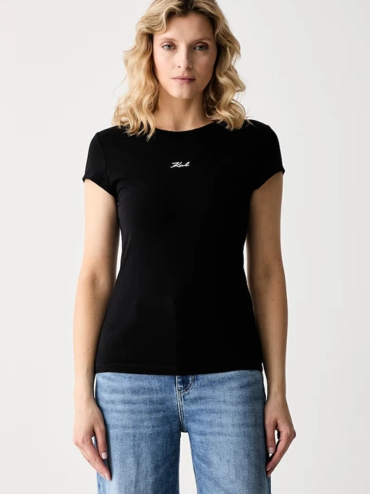 Zdjęcie produktu Karl Lagerfeld T-shirt damski bawełniany z elastanem 2-pack beżowy