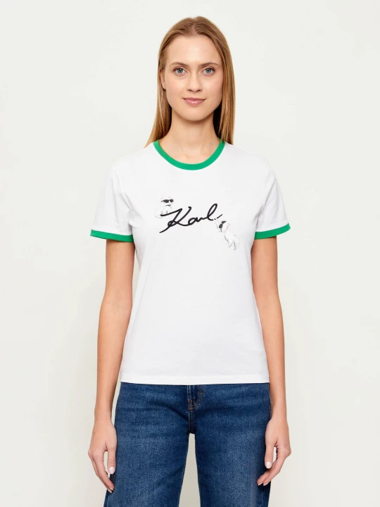 Zdjęcie produktu Karl Lagerfeld T-shirt Ikon Signature Choupette | Slim Fit biały