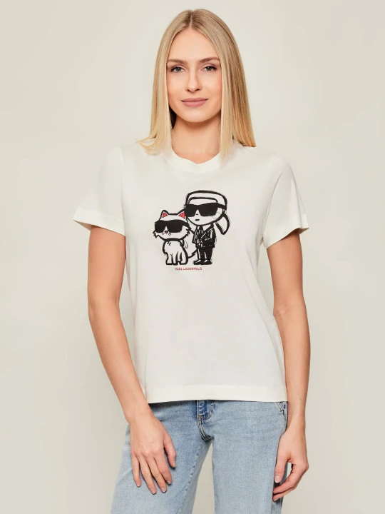 Zdjęcie produktu Karl Lagerfeld T-shirt IKON SKETCH DUO | Regular Fit kremowy