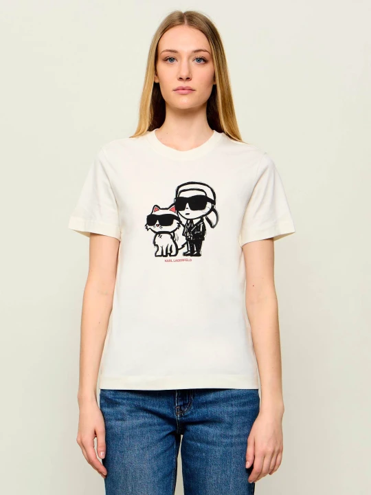 Zdjęcie produktu Karl Lagerfeld T-shirt Ikon Sketch Duo | Regular Fit ecru