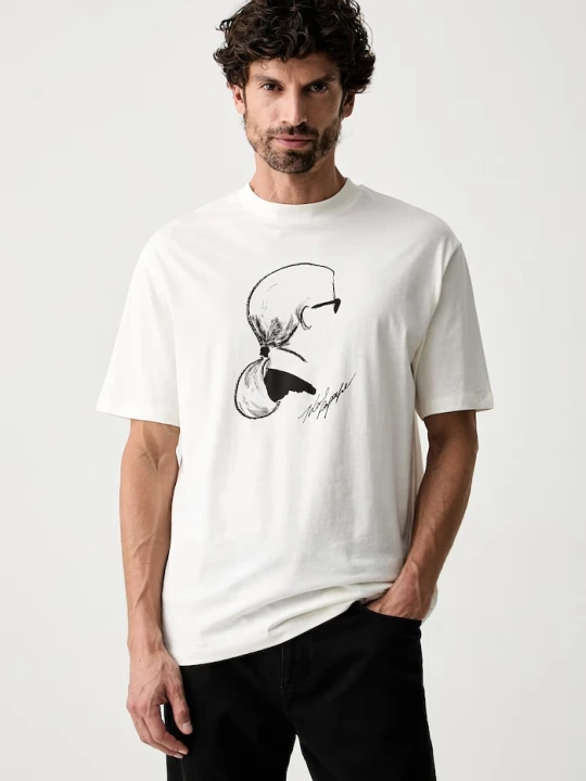 Zdjęcie produktu Karl Lagerfeld T-shirt męski bawełniany beżowy