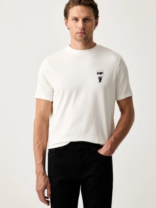 Zdjęcie produktu Karl Lagerfeld T-shirt męski bawełniany z elastanem beżowy