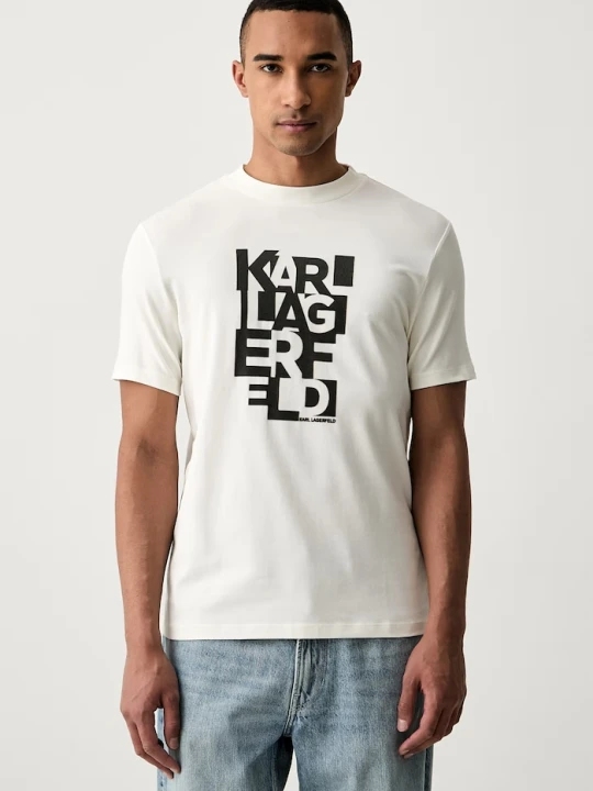 Zdjęcie produktu Karl Lagerfeld T-shirt męski bawełniany z elastanem beżowy