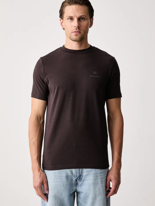 Zdjęcie produktu Karl Lagerfeld T-shirt męski bawełniany z elastanem brązowy