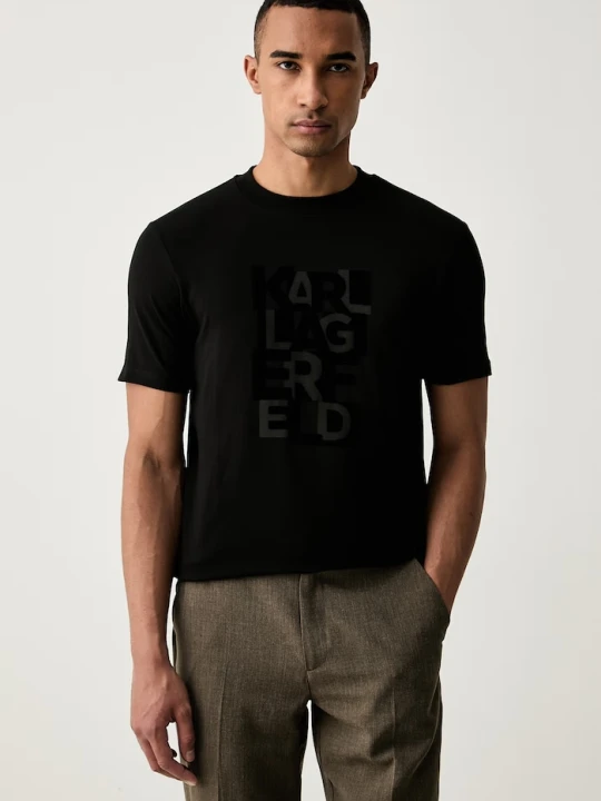 Zdjęcie produktu Karl Lagerfeld T-shirt męski bawełniany z elastanem czarny