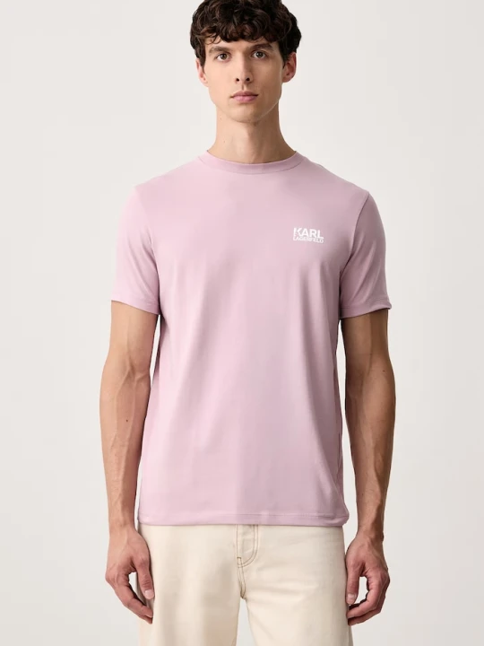 Zdjęcie produktu Karl Lagerfeld T-shirt męski bawełniany z elastanem różowy