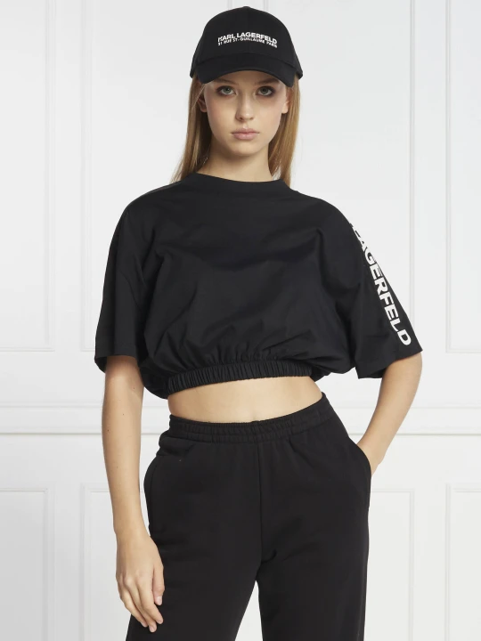 Zdjęcie produktu Karl Lagerfeld T-shirt nylon mix | Relaxed fit czarny