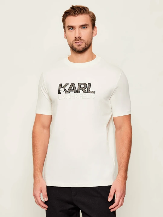 Zdjęcie produktu Karl Lagerfeld T-shirt | Regular Fit | z dodatkiem wełny ecru