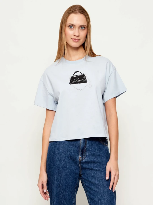 Zdjęcie produktu Karl Lagerfeld T-shirt Signature bag | Oversize fit błękitny