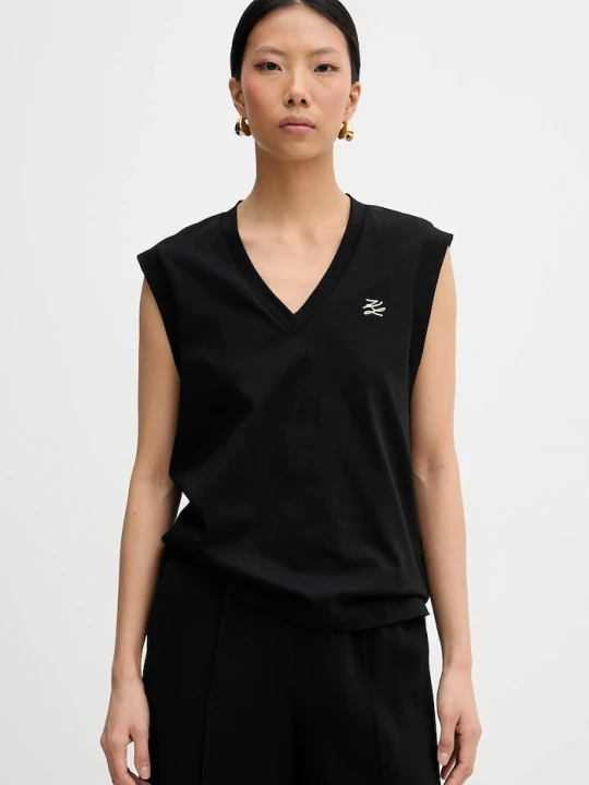Zdjęcie produktu Karl Lagerfeld top bawełniany czarny