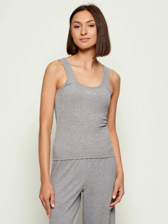 Zdjęcie produktu Karl Lagerfeld Top Signature Lurex | Slim Fit szary