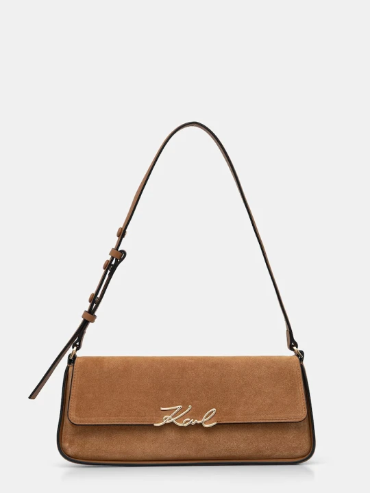 Zdjęcie produktu Karl Lagerfeld torebka bagietka damska zamszowa K / SIGNATURE brązowy